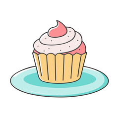 cupcake on plate icon, cupcake on plate vector illustration-simple illustration of cupcake on plate, perfect for cupcake on plate logos and themed design 