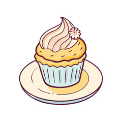 cupcake on plate icon, cupcake on plate vector illustration-simple illustration of cupcake on plate, perfect for cupcake on plate logos and themed design 