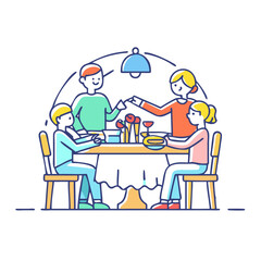 Fototapeta premium family dinner at restaurant icon, family dinner at restaurant vector illustration-simple illustration of family dinner at restaurant, perfect for family dinner at restaurant logos and themed design 