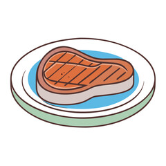 grilled steak on plate icon, grilled steak on plate vector illustration-simple illustration of grilled steak on plate, perfect for grilled steak on plate logos and themed design 