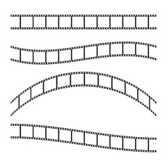 Curved film strip icon.Roll of retro film strip on isolated white  background. Cinema icon set, Photographic film in retro style.