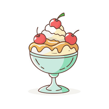 recommend clip art: ice cream sundae icon, ice cream sundae vector illustration-simple illustration of ice cream sundae, perfect for ice cream sundae logos and themed design 