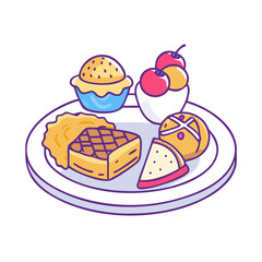 plate of desserts icon, plate of desserts vector illustration-simple illustration of plate of desserts, perfect for plate of desserts logos and themed design 