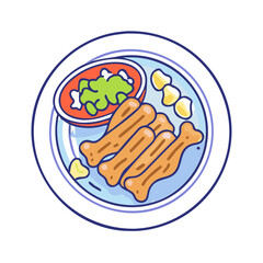 plate of ribs and coleslaw icon, plate of ribs and coleslaw vector illustration-simple illustration of plate of ribs and coleslaw, perfect for plate of ribs and coleslaw logos and themed design 
