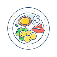 plate with food icon, plate with food vector illustration-simple illustration of plate with food, perfect for plate with food logos and themed design 