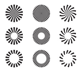 Retro Sunburst icon set, radial Sunburst element, Vintage sunburst Fireworks design isolated, Sunrise rays light burst line shine sunshine sunbeam vintage border symbol.