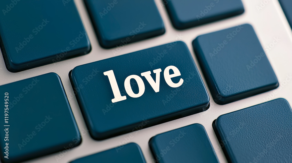 Aufkleber key on a computer keyboard displays the word love, symbolizing positive emotions and feelings in dig