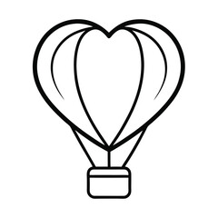 Vector Outline of a Valentine's Hot Air Balloon - Romantic Love Printable Design

