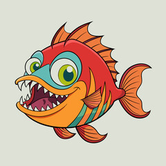 vector illustration of  piranha fish