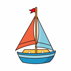 wooden sailboat vector