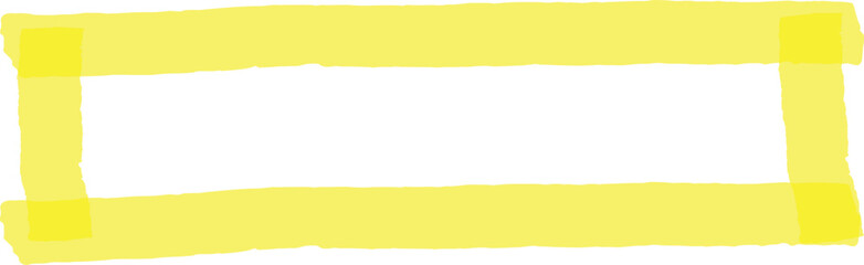 Hand drawn highlighter strokes form a vibrant yellow rectangular frame, providing a simple yet striking border on a clean white background, ideal for adding a touch of color and emphasis