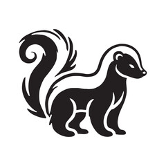 Majestic skunk silhouette for modern creative purposes - Skunk black vector
