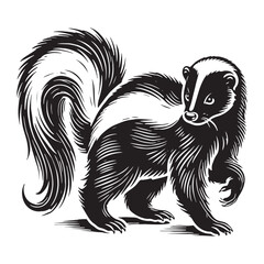 Captivating skunk silhouette for digital and print projects - Skunk black vector
