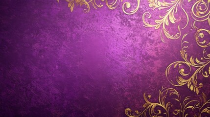 Stunning Purple Background with Golden Ornate Design