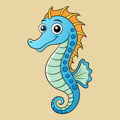 seahorse cartoon vector © UtsoMondal