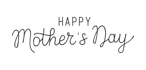 Happy Mothers Day calligraphy hand drawn black lettering. Handmade script for mum.