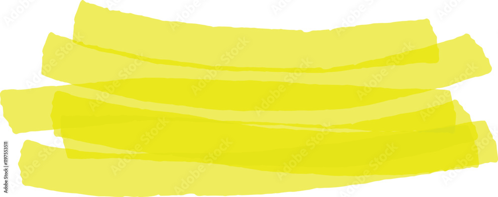 Poster four brushstrokes of highlighter are drawn horizontally, creating a bright yellow highlight effect o