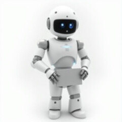 Naklejka premium Futuristic Humanoid Figure Interacting with Laptop