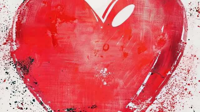 Vibrant abstract heart painting progression in bold red strokes