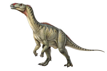 Fototapeta premium Iguanodon Dinosaur: A detailed illustration of a massive sauropod dinosaur, showcasing its immense size, long neck, and powerful legs against a clean backdrop.
