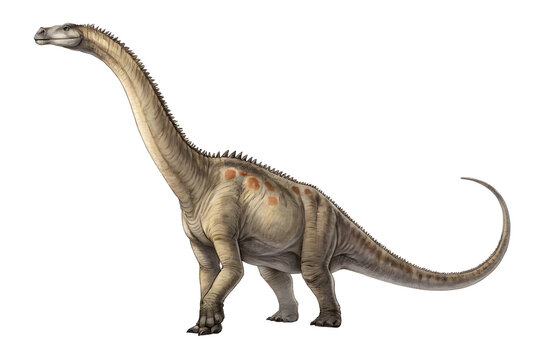Diplodocus, Gentle Giant: A detailed illustration of a diplodocus, a massive sauropod dinosaur known for its incredibly long neck, standing majestically.