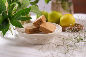 Apple whipped pastila on a light table