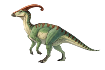 Parasaurolophus Dinosaur: A striking illustration showcases a Parasaurolophus dinosaur with its iconic crested head, against a clean, vibrant background.