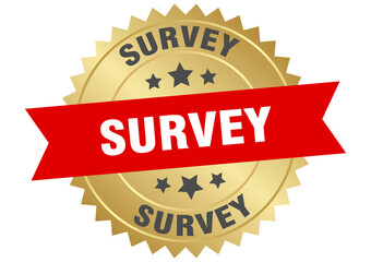 Obraz premium survey. survey round red and gold label isolated on transparent background