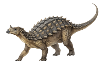 Ankylosaurus: A meticulously detailed illustration of an Ankylosaurus, a formidable herbivore known for its armored body and clubbed tail.
