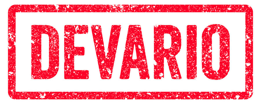 Devario Stamp Transparent Seal, Red Grunge Devario Word Rubber Stamp Seal