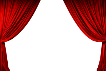 Red curtains at the edges of the frame isolated on a transparent background.