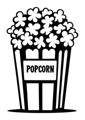 Snacktime Splendor Vector Black Logo Design with Popcorn Elegance Popcorn Iconic Black Symbol for an Exquisite Snack.Doodle bucket of Popcorn. Doodle style drawing. 