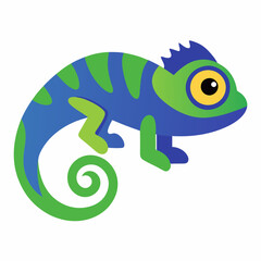 chameleon cartoon isolated on white