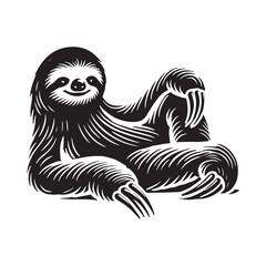 Unique sloth silhouette for artistic digital designs - Sloth illustration - minimallest sloth black vector
