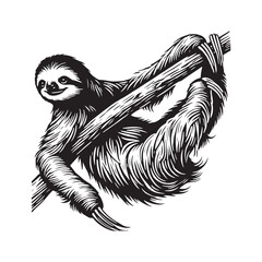 Creative sloth silhouette for innovative digital uses - Sloth illustration - minimallest sloth black vector  © Vectorhub