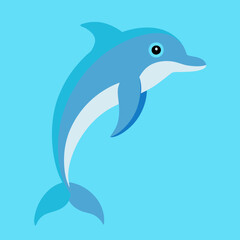 dolphin jumping isolated on blue
