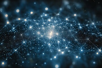 Obraz premium Abstract Cosmic Network: A Futuristic Digital Connection of Nodes and Lines