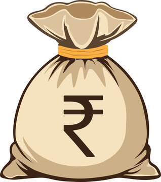 Money bag with Indian rupee sign vector graphics, Economics, Banking and Money