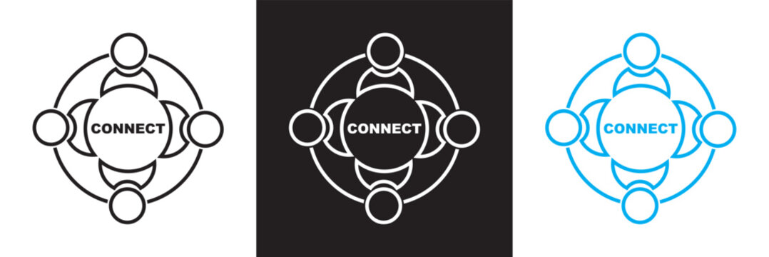 Connect people  icon representing connectivity and unity. Vector emblem featuring interlinked circular shapes . symbolizes teamwork, collaboration, union, cooperation. vector illustration. EPS 10 