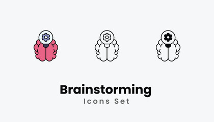 Brainstorming  Icons thin line and glyph vector icon stock illustration