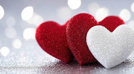 Obraz premium Two vibrant hearts rest on a table, symbolizing love and connection, ready to celebrate the warmth of Valentine's Day together.