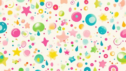 Colorful pastel pattern with stars and circles on soft background