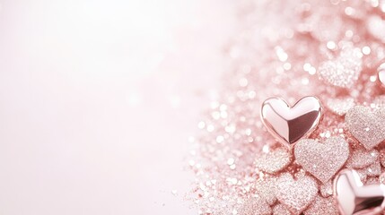 Fototapeta premium A cascade of vibrant hearts dances across a soft pink canvas, embodying the essence of love and affection this Valentine's Day.