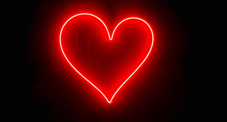 red neon heart on the wall