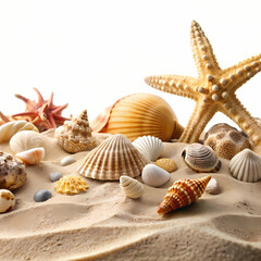 Seashells Starfish Sand Beach Summer Ocean Coastal Tropical Paradise Vacation sun calm shore water  