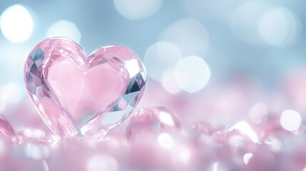 A stunning pink heart-shaped diamond rests elegantly atop a bed of sparkling pink beads, radiating love and beauty perfect for Valentine's Day.