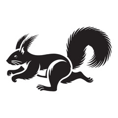 Stylish squirrel silhouette for modern media projects - Squirrel illustration - minimallest squirrel black vector
