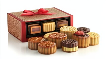 moon cakes with white background