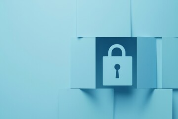 Confidential symbol on a minimalistic design background in blue tones. Generative AI