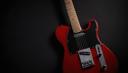 Fototapeta premium Electric guitar on black background, telecaster guitar